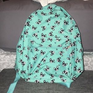 Turquoise School Backpack Dog Print